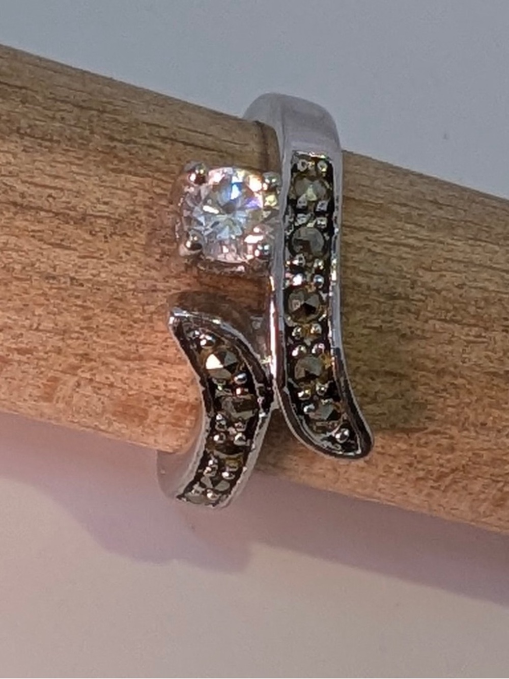 Park lane Silver-Tone Crystal Accent Women’s Ring - White size 5